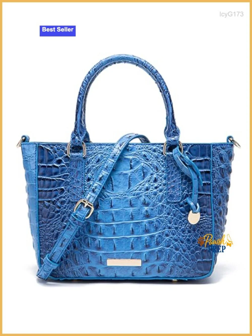 Croc Embossed Faux Leather Satchel Tote Bag with Zipper